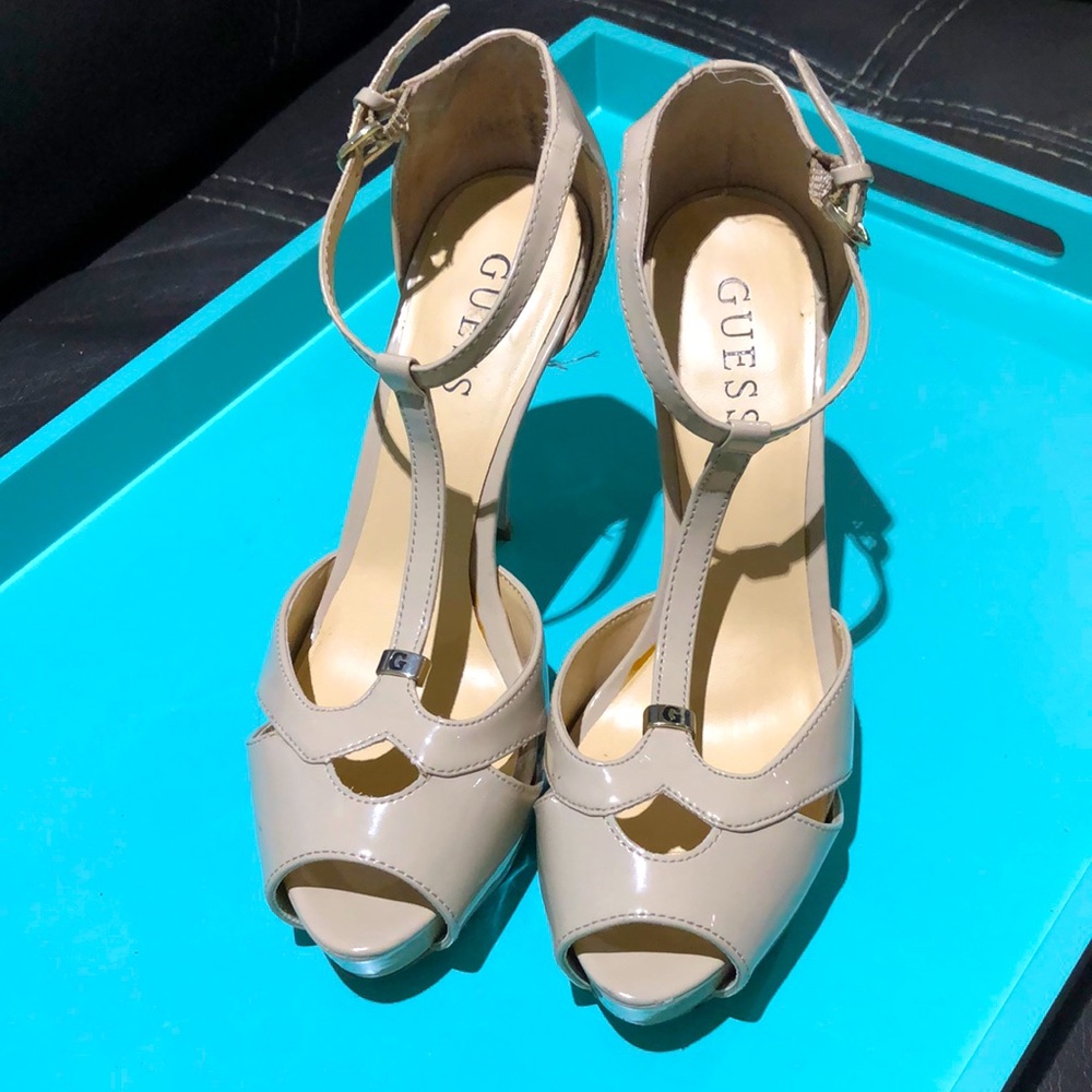 Guess platform heels cream color